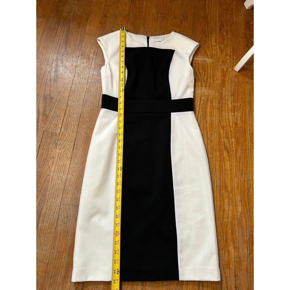 Calvin Klein 2 Black White Colorblock Sleeveless Sheath Dress Career NWT - Picture 8 of 11